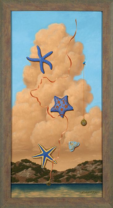 Stars In The Sky - Starfish, orange cloud, coast, blue starfish, royal starfish,bat starfish, airforce pin, bell by Linda Herzog