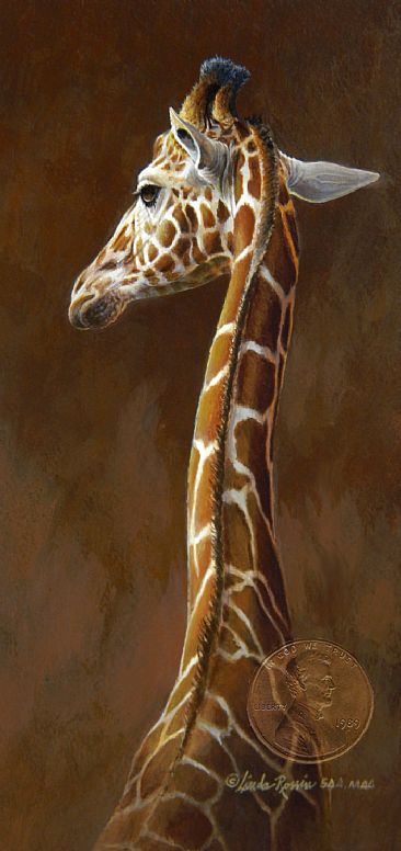 African Elegance (Sold) - Reticulated Giraffe by Linda Rossin