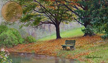 Meditation Pond (Sold) - Landscape by Linda Rossin