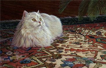 Purrsian on Persian / Miniature (Commission) - Domestic Feline by Linda Rossin