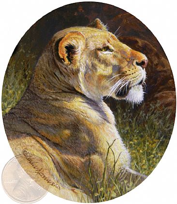 She (Sold) - Lioness by Linda Rossin