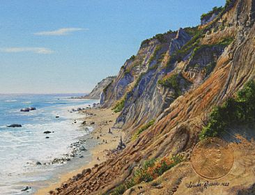 The Bluffs, Block Island (Sold) - Landscape by Linda Rossin
