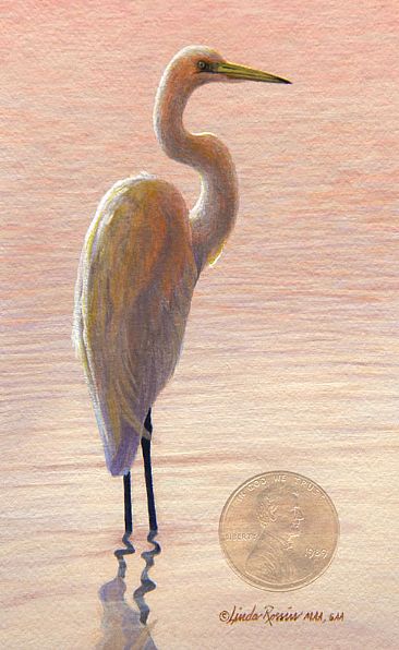 Tranquility / Miniature - Great Egret by Linda Rossin