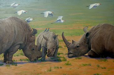 Rhino Family -  by Eva Van Rijn