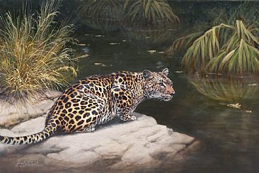 Checking Its Vulnerability - Leopard by Guy Coheleach