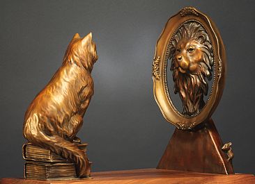 ''DARE TO DREAM BIG'' - Cat looking in mirror and see himself as a lion. by Chris Navarro