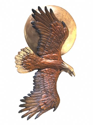 SOL FLYER - Eagle wall hanging bronze sculpture by Chris Navarro
