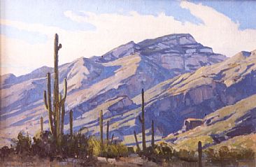 Bear Canyon Blues - Saguaro cactus and the Catalina Mountains by Gregory McHuron
