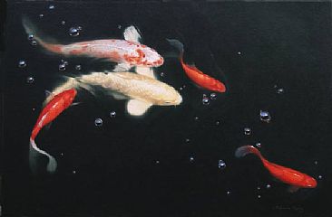 Bubbles and fish - koi by Patricia Pepin