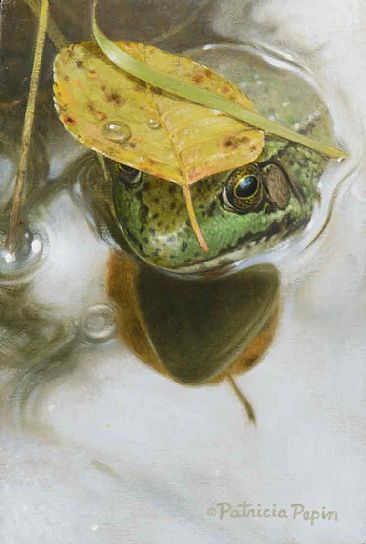 Yellow Beret - Green frog by Patricia Pepin