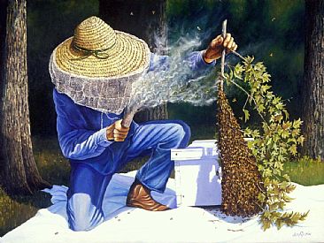 Beekeeper - honey bee by Len Rusin
