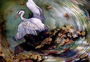 Water Dance - Great Blue Heron by Linda Parkinson