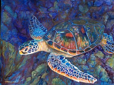 Green Sea Turtle - Green sea turtle by Linda Parkinson
