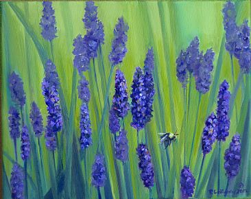Lavender with bumble bee - wildflowers by Paula Golightly