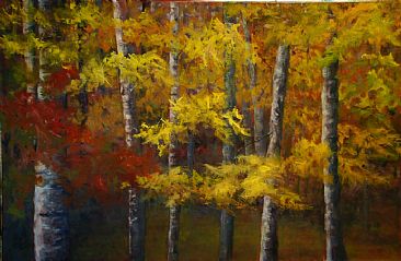 Fall Tapestry - Fall Tree Scene by Betsy Popp