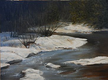 Winter Waters - Landscape River Winter by Betsy Popp