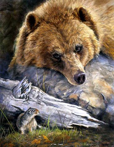 Bearly Awake - grizzly bear and ground squirrl by Deb Gengler-Copple
