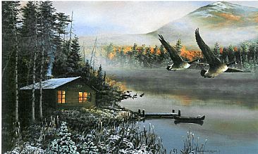 Close to home - Canada geese and a cabin by Christopher Walden