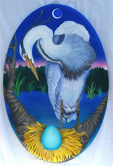The Promise - Heron and hatching egg by Marcia Perry