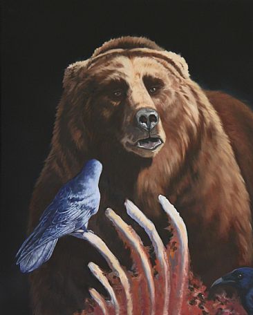 Raven vs Goliath - Grizzly Bear by Kitty Whitehouse