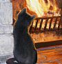 Bewitched - Cat watching the fire by Sally Berner (2)